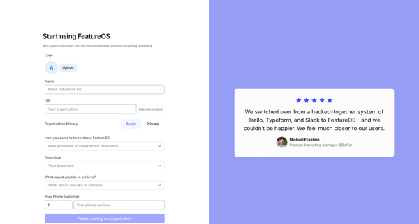 featureOS screen