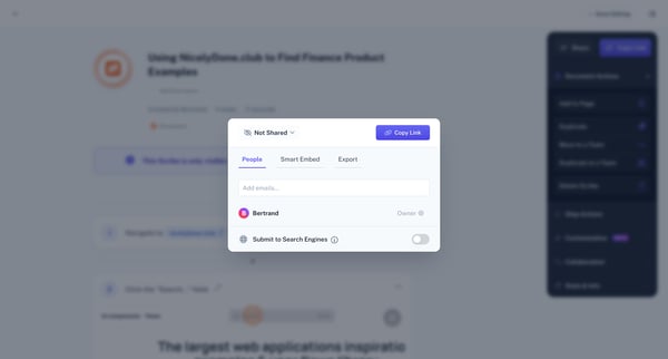 Using NicelyDone.club to Find Finance Product Examples | Scribe screen