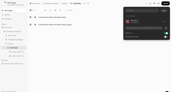 Subfolder - Skiff screen