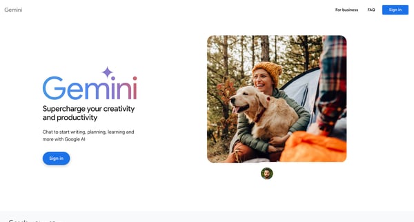 Gemini - chat to supercharge your ideas screen