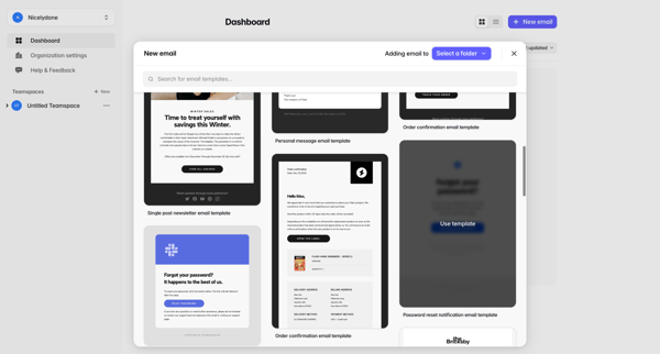 Dashboard — Tabular screen