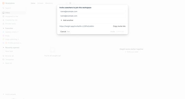 Invite people - Height screen