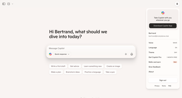Microsoft Copilot: Your AI companion screen