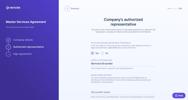 Company’s authorized representative | Remote from Remote