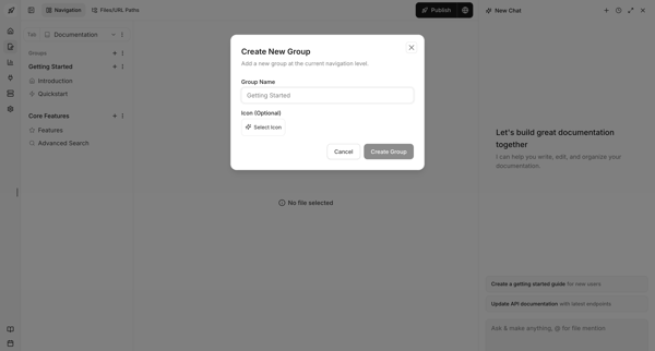 Dashboard - Documentation.AI screen