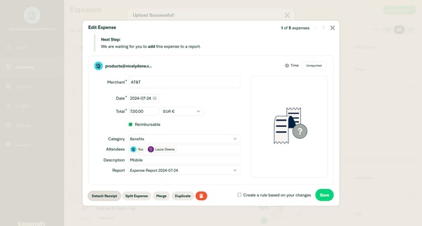 Expensify - Expenses screen