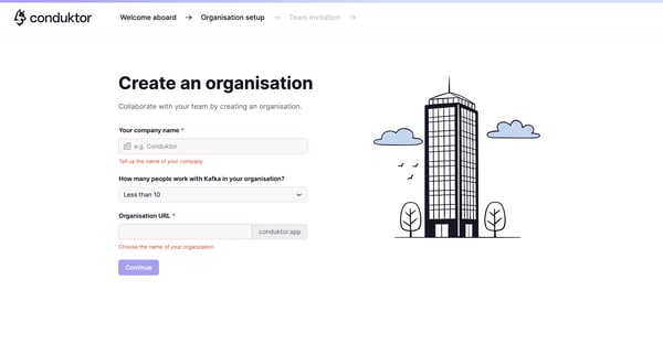 Conduktor Signup screen