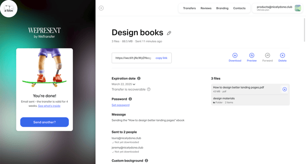 WeTransfer | Send Large Files Fast screen