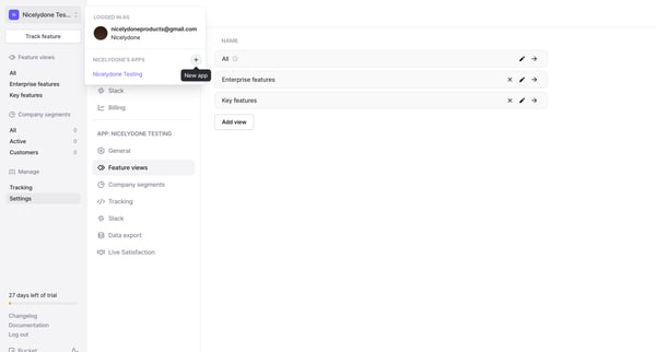Settings › App › Feature views screen