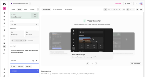 Video Generator I Magnific AI screen