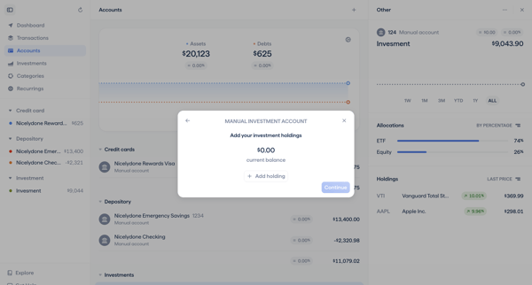 Copilot Money | Accounts screen