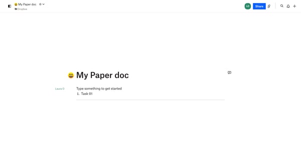 My Paper doc – Dropbox Paper screen