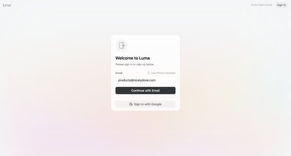 Sign In · Luma from Luma