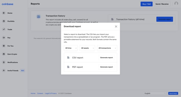 Coinbase screen