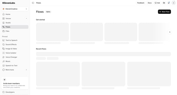 Flows | ElevenLabs screen