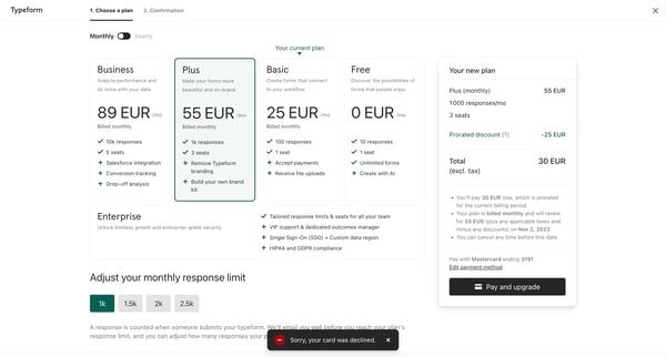 Typeform - Checkout from Typeform