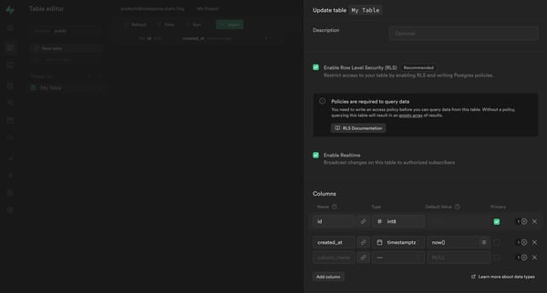 My Project | Supabase from Supabase