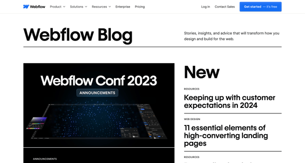 Webflow Blog | Web Design, Development, Web Strategies screen