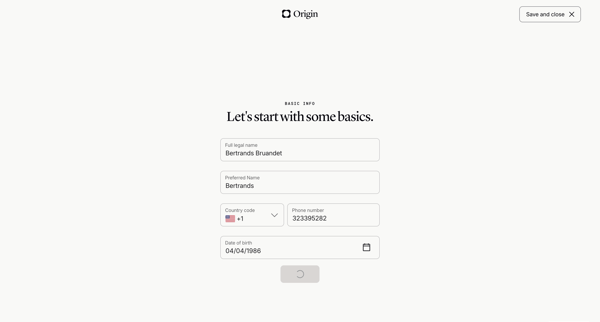 Origin Financial screen