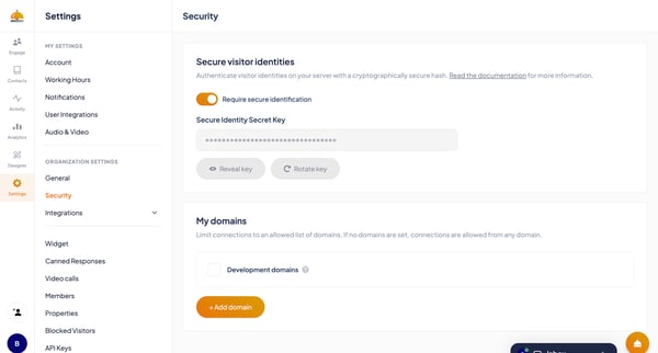 ServiceBell - Settings screen