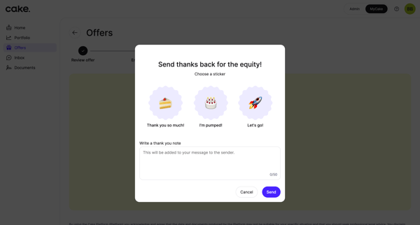 Cake Portfolio App screen