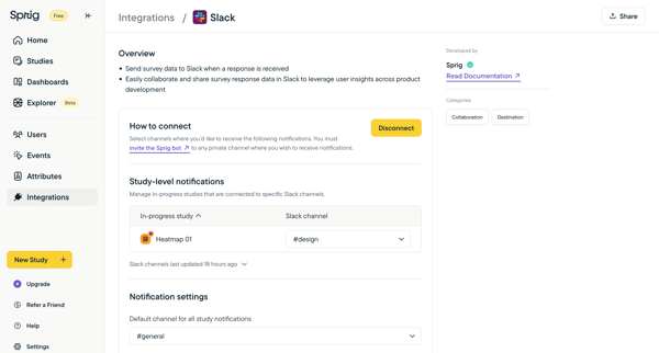 Sprig - Slack screen