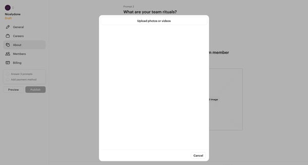 Dashboard Nicelydone screen