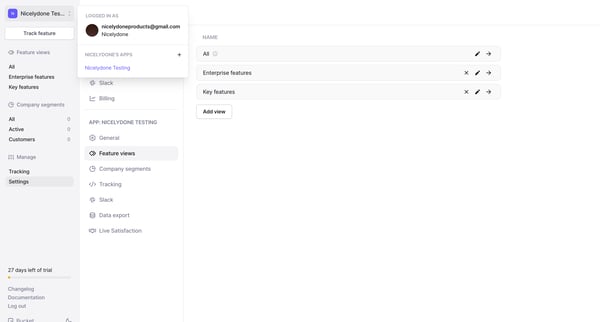Settings › App › Feature views screen