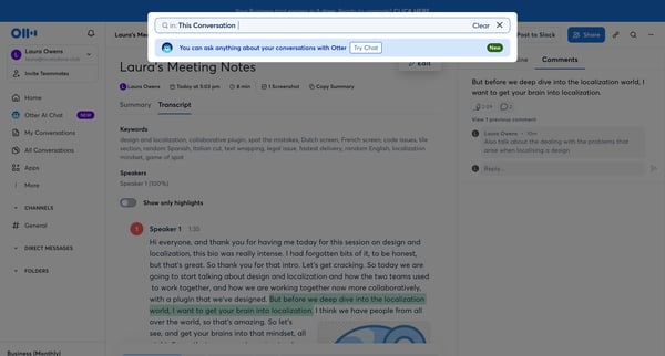 Lauras Meeting Notes - Otter.ai screen