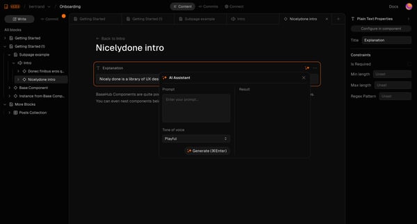 bertrandonboarding — BaseHub screen