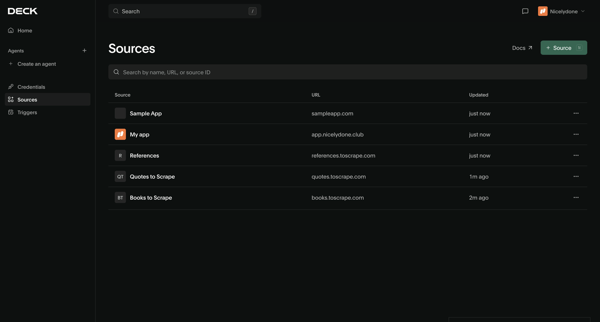Deck Console screen