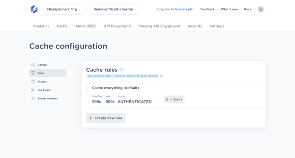 demo-difficult-cherrim Cache Rules – GraphCDN screen