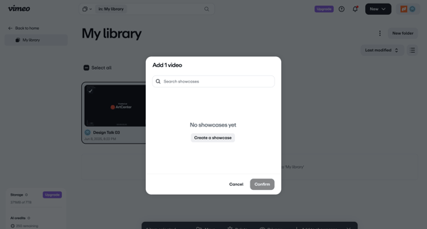 My library on Vimeo screen