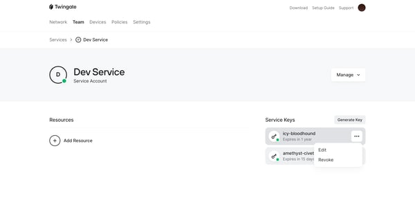 Dev Service | Twingate Admin from Twingate