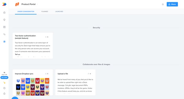 Portal | Productboard screen