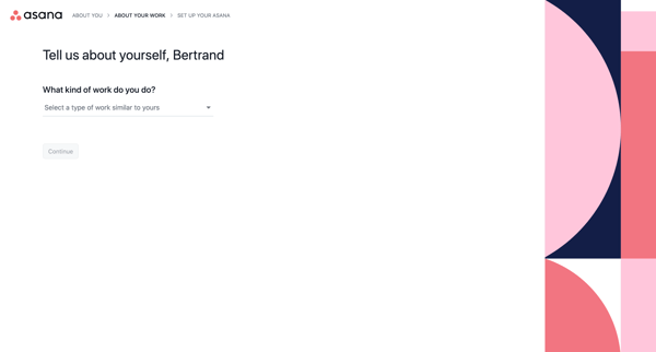 Set up your account - Asana screen