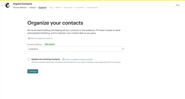 List Import | Mailchimp screen