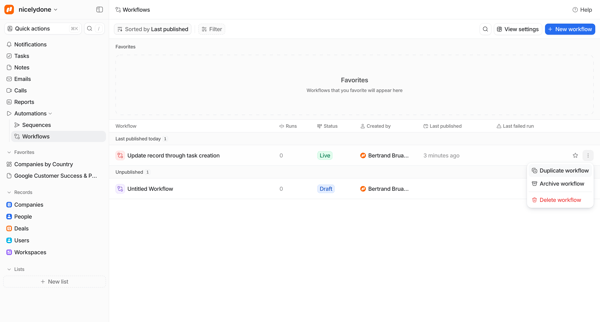 Workflows - Attio screen