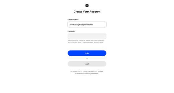 Sign Up | Universe screen