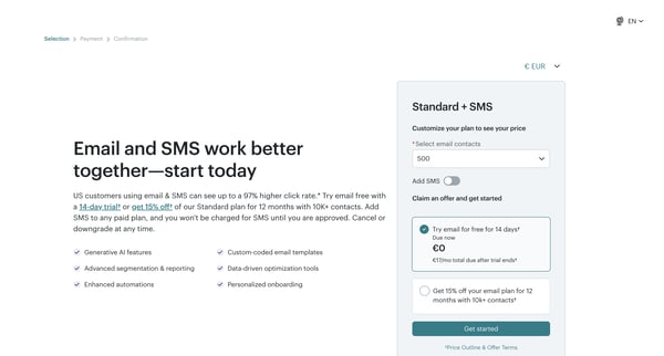 Hello! You're going to love it here | Mailchimp screen