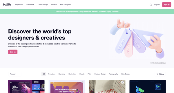 Dribbble - Discover the World’s Top Designers & Creative Professionals screen