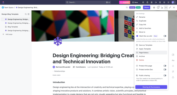 Design Engineering Bridging Creativity and Technical Innovation from ClickUp