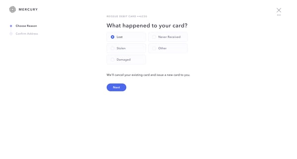 Mercury | Banking for startups screen