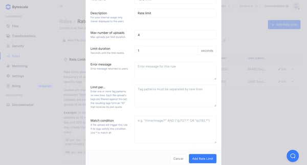 Rules | Bytescale screen
