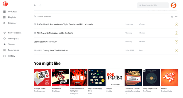 The Pitt Podcast - Pocket Casts screen