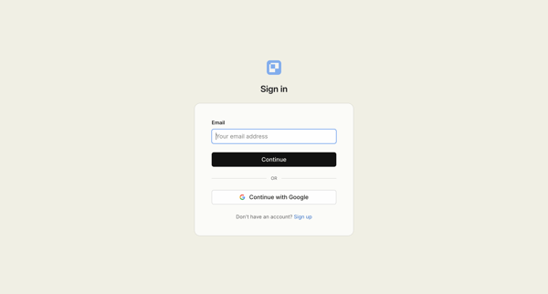 Sign in screen
