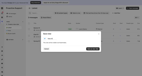 All Messages | Nicelydone Intercom screen