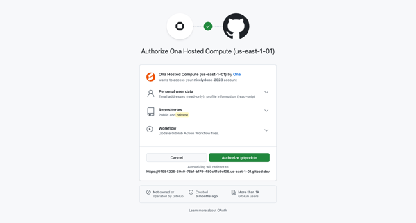 Authorize application screen