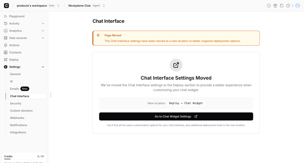 Dashboard - Chatbase screen