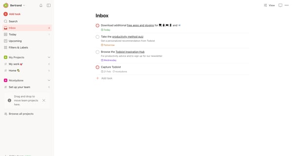 Inbox – Todoist screen